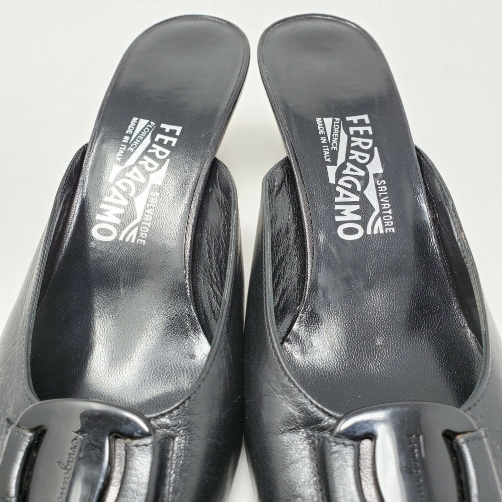 Salvatore Ferragamo Black Leather Mules - Picture 6 of 8